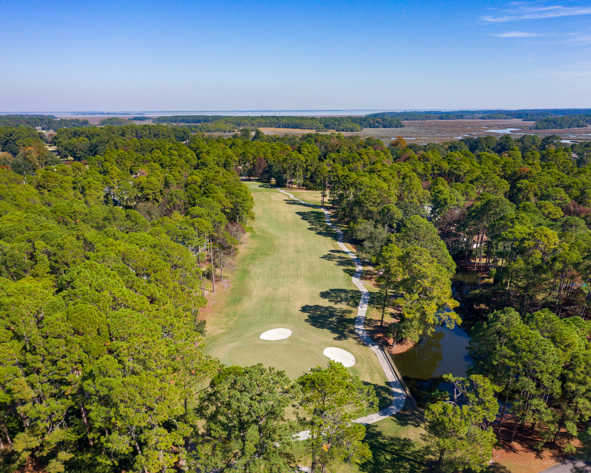 Architect-designed Moss Creek home with golf and lagoon views at 76 Saw Timber Drive Hilton Head